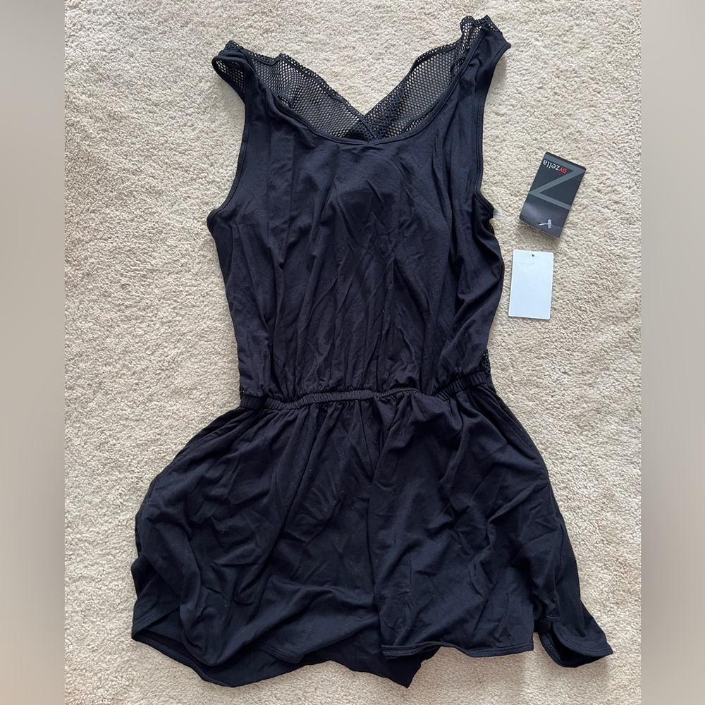 New Zella Romper shorts jumpsuit del sol mesh open twist pockets black small - Picture 4 of 5